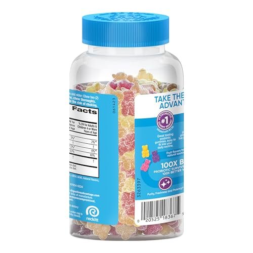 Digestive Advantage Probiotika für die Verdauungsgesundheit – Probiotische Gummis mit Vitamin D, tägliches Probiotikum für Frauen und Männer gegen gelegentliche Blähungen, leichte Bauchbeschwerden und Darmgesundheit, 80 Stück, natürliche Fruchtaromen
