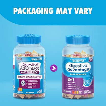 Digestive Advantage Probiotika für die Verdauungsgesundheit – Probiotische Gummis mit Vitamin D, tägliches Probiotikum für Frauen und Männer gegen gelegentliche Blähungen, leichte Bauchbeschwerden und Darmgesundheit, 80 Stück, natürliche Fruchtaromen