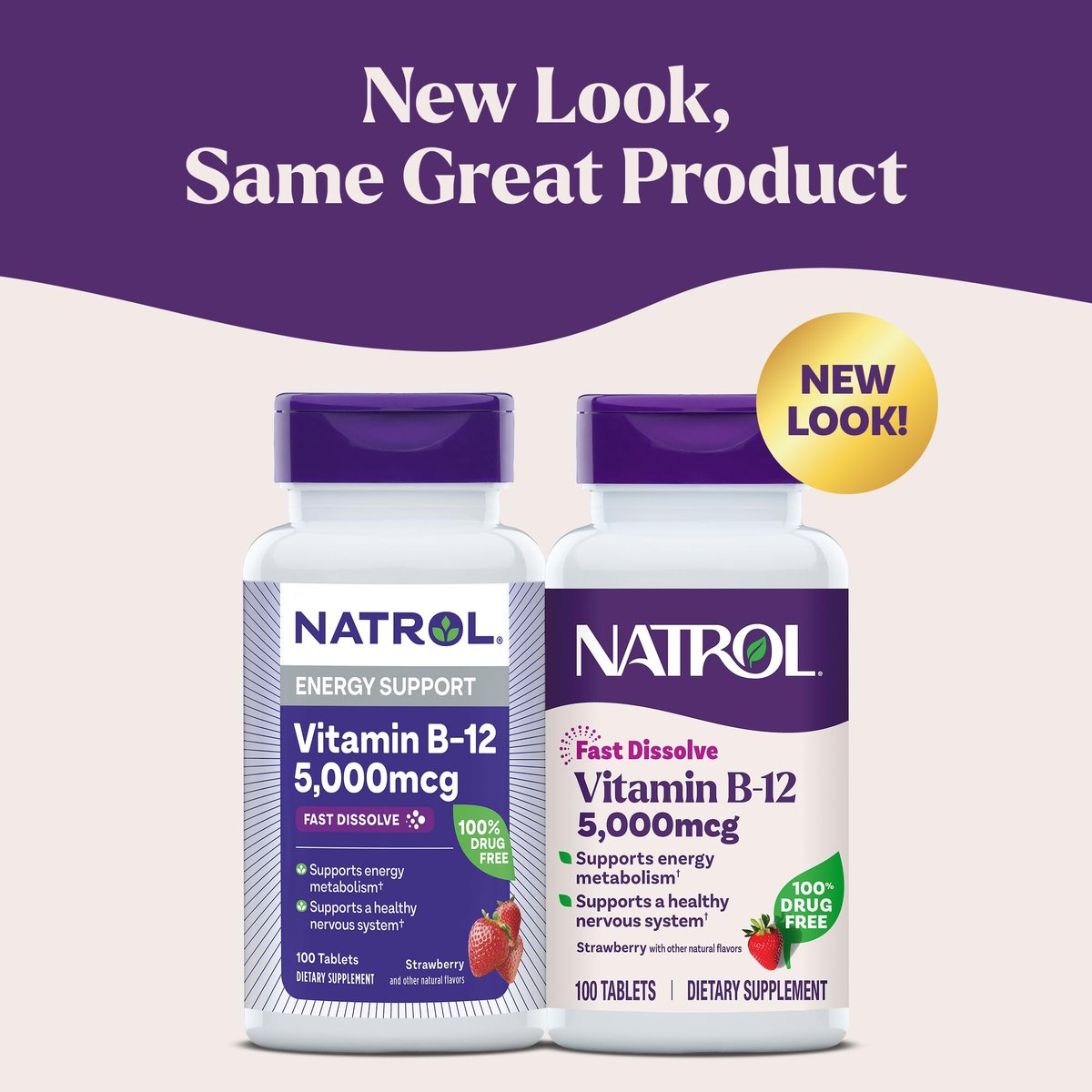 Natrol Vitamin B12 5.000 mcg – Schnell lösliche Tabletten für Nervensystem & Energie, 100 Tabletten