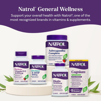 Natrol Vitamin B12 5.000 mcg – Schnell lösliche Tabletten für Nervensystem & Energie, 100 Tabletten