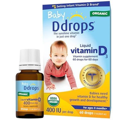 Ddrops Baby 400 IE Vitamin D Tropfen – 60 Tropfen (1,7 ml) für gesunde Knochen und Immunsystem