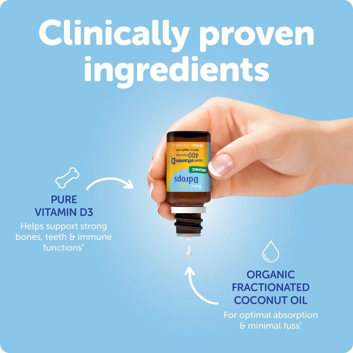 Ddrops Baby 400 IE Vitamin D Tropfen – 60 Tropfen (1,7 ml) für gesunde Knochen und Immunsystem