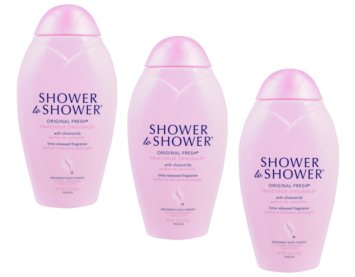 Shower to Shower Original Fresh Body Powder mit Kamille für Männer & Frauen, Talkumfrei, Schweißabsorbierend, Verhindert Reibung & Geruch, 8 Unzen (3er-Pack)