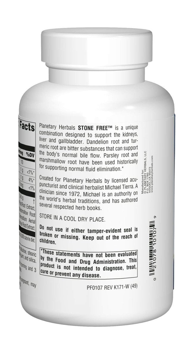 Planetary Herbals Stone Free 820 mg – Kräuterunterstützung für Nieren und Gallenblase, 180 Tabletten