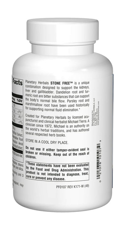 Planetary Herbals Stone Free 820 mg – Kräuterunterstützung für Nieren und Gallenblase, 180 Tabletten