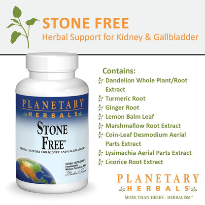 Planetary Herbals Stone Free 820 mg – Kräuterunterstützung für Nieren und Gallenblase, 180 Tabletten