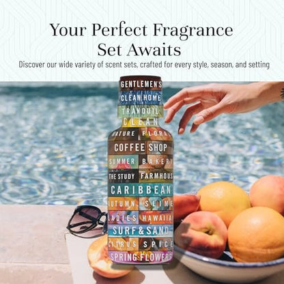 P&J Trading Sommer-Set mit 6 Duftölen – Pfirsich, Erdbeere, Plumeria, Kokosnuss, Meeresbrise, Piña Colada – für Kerzen, Seifenherstellung, Diffuser