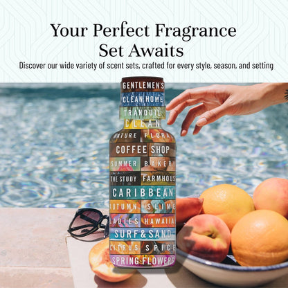 P&J Trading Sommer-Set mit 6 Duftölen – Pfirsich, Erdbeere, Plumeria, Kokosnuss, Meeresbrise, Piña Colada – für Kerzen, Seifenherstellung, Diffuser