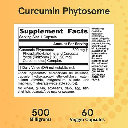 Jarrow Formulas Curcumin Phytosome 500 mg – 60 vegane Kapseln – mit Meriva – Antioxidans & Gelenkunterstützung