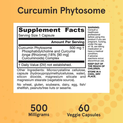 Jarrow Formulas Curcumin Phytosome 500 mg – 60 vegane Kapseln – mit Meriva – Antioxidans & Gelenkunterstützung