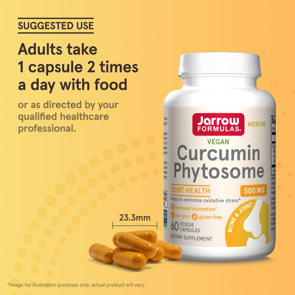 Jarrow Formulas Curcumin Phytosome 500 mg – 60 vegane Kapseln – mit Meriva – Antioxidans & Gelenkunterstützung