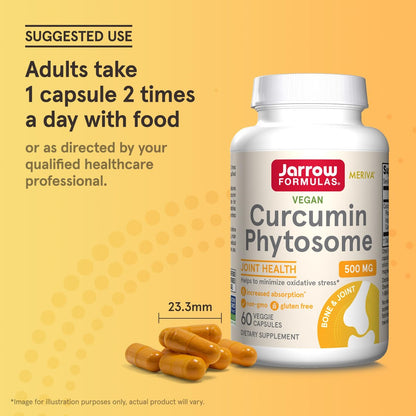 Jarrow Formulas Curcumin Phytosome 500 mg – 60 vegane Kapseln – mit Meriva – Antioxidans & Gelenkunterstützung