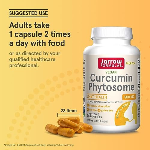 Jarrow Formulas Curcumin Phytosome 500 mg – 60 vegane Kapseln – mit Meriva – Antioxidans & Gelenkunterstützung