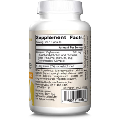 Jarrow Formulas Curcumin Phytosome 500 mg – 60 vegane Kapseln – mit Meriva – Antioxidans & Gelenkunterstützung