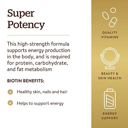 Solgar Biotin 5000 mcg – 100 Kapseln für gesunde Haut, Nägel und Haare – Fördert Energieproduktion und Stoffwechsel – Nicht-GVO, vegan, glutenfrei