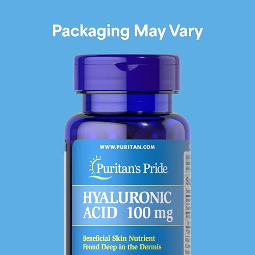 Puritan's Pride Hyaluronsäure 100 mg – Nahrungsergänzungsmittel für Hautfeuchtigkeit, 60 Kapseln mit schneller Freisetzung