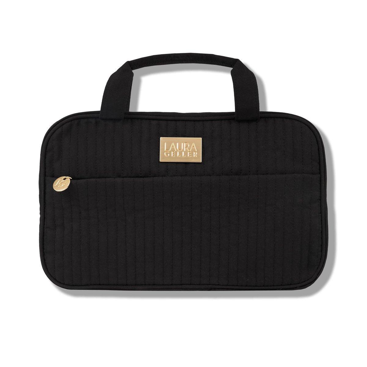 LAURA GELLER NEW YORK Quilted Folding Travel Makeup Bag Schwarz – Hängende Kulturbeutel Organizer für Reisen – Große Kapazität Make-up Tasche – Leicht zu reinigen