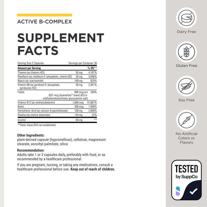 Integrative Therapeutics Active B-Complex – Zelluläre Energie & Herzgesundheit mit B2, B6 & B12 – Unterstützt Nerven- & Immunsystem – 60 Kapseln (30 Portionen)