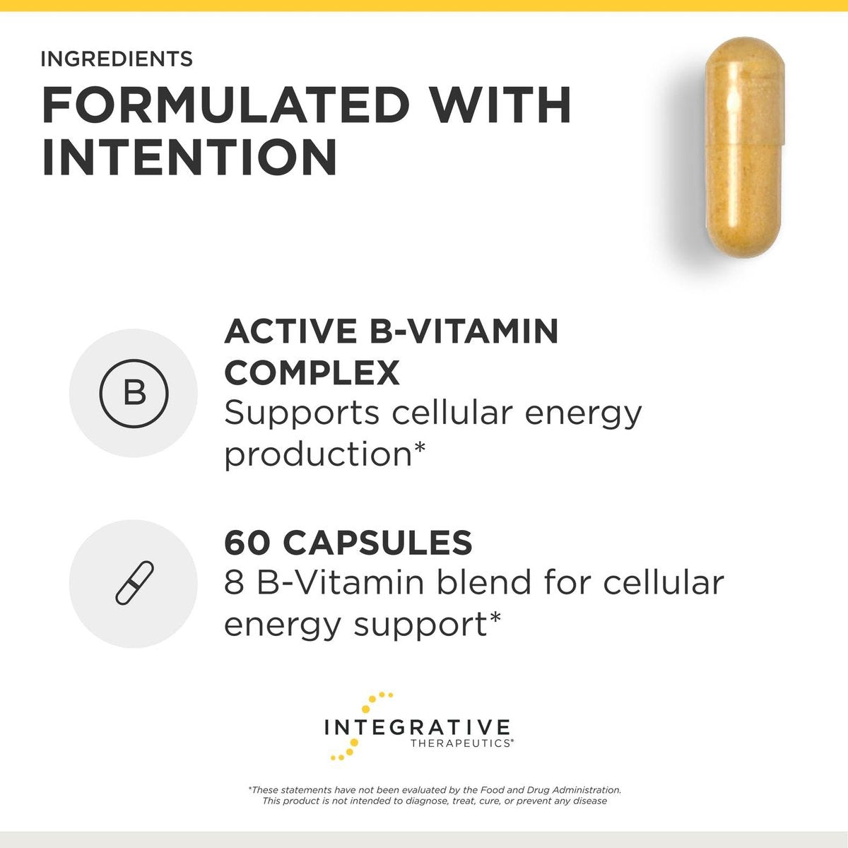 Integrative Therapeutics Active B-Complex – Zelluläre Energie & Herzgesundheit mit B2, B6 & B12 – Unterstützt Nerven- & Immunsystem – 60 Kapseln (30 Portionen)