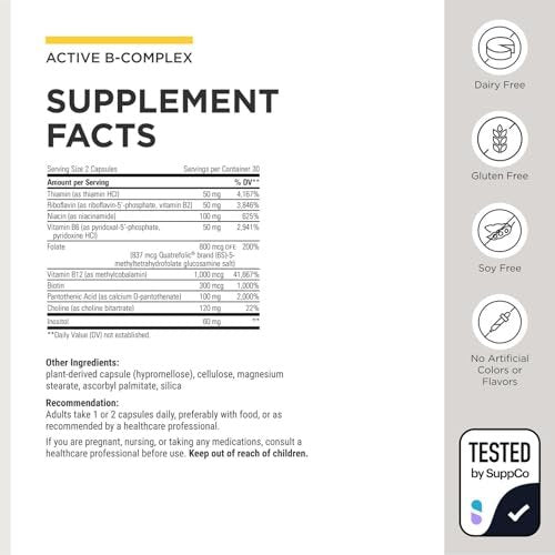 Integrative Therapeutics Active B-Complex – Zelluläre Energie & Herzgesundheit mit B2, B6 & B12 – Unterstützt Nerven- & Immunsystem – 60 Kapseln (30 Portionen)