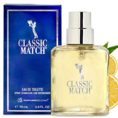 PB ParfumsBelcam Blue Classic Match Eau de Toilette für Herren – Moderne Citrus-Fougère-Duftnote mit Melone, Moos und Patchouli, Eau de Toilette Spray, 2,54 Fl Oz