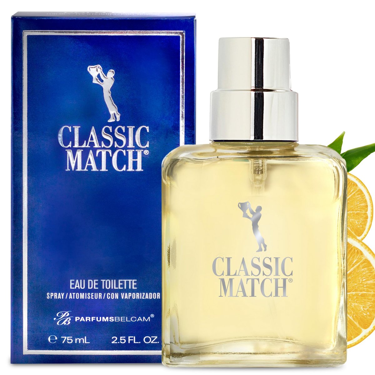 PB ParfumsBelcam Blue Classic Match Eau de Toilette für Herren – Moderne Citrus-Fougère-Duftnote mit Melone, Moos und Patchouli, Eau de Toilette Spray, 2,54 Fl Oz
