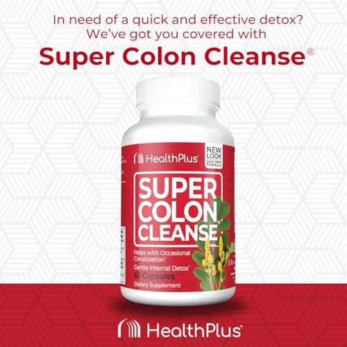Health Plus Super Colon Cleanse – 15-Tage-Kur mit Psylliumschalen & Probiotika für sanfte Darmreinigung & Verdauungsunterstützung, 60 Kapseln