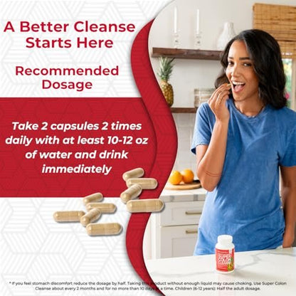 Health Plus Super Colon Cleanse – 15-Tage-Kur mit Psylliumschalen & Probiotika für sanfte Darmreinigung & Verdauungsunterstützung, 60 Kapseln