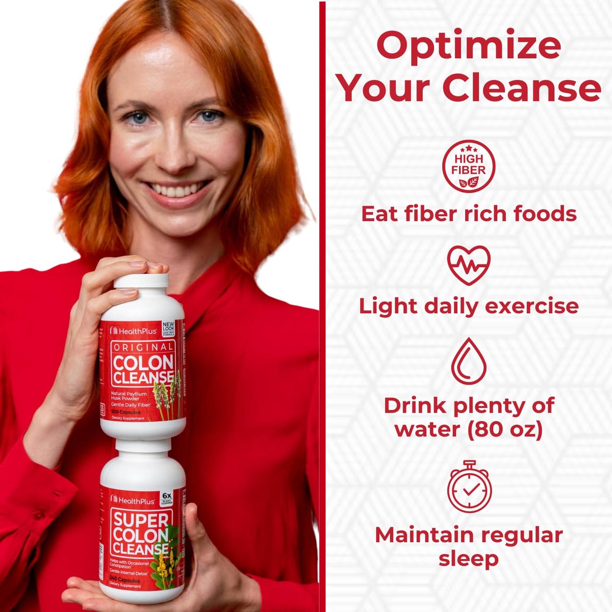Health Plus Super Colon Cleanse – 15-Tage-Kur mit Psylliumschalen & Probiotika für sanfte Darmreinigung & Verdauungsunterstützung, 60 Kapseln