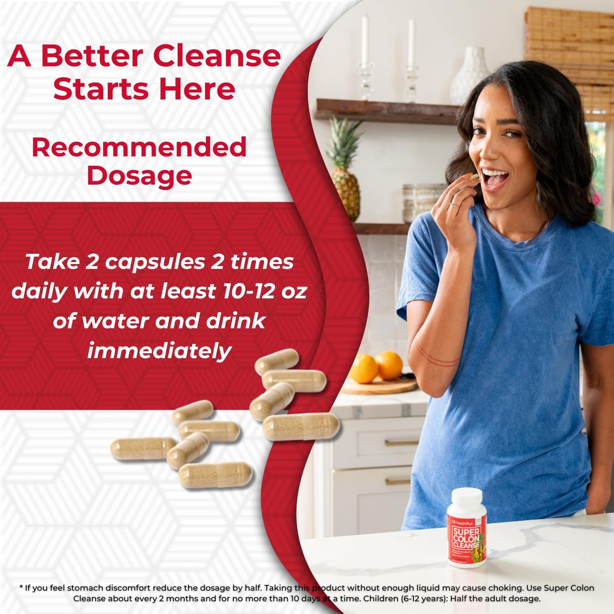 Health Plus Super Colon Cleanse – 15-Tage-Kur mit Psylliumschalen & Probiotika für sanfte Darmreinigung & Verdauungsunterstützung, 60 Kapseln