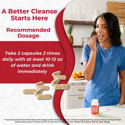 Health Plus Super Colon Cleanse – 15-Tage-Kur mit Psylliumschalen & Probiotika für sanfte Darmreinigung & Verdauungsunterstützung, 60 Kapseln