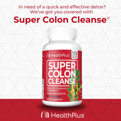 Health Plus Super Colon Cleanse – 15-Tage-Kur mit Psylliumschalen & Probiotika für sanfte Darmreinigung & Verdauungsunterstützung, 60 Kapseln