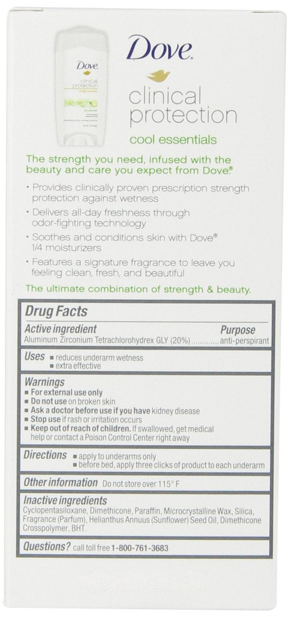 Dove Clinical Protection Antiperspirant Deodorant Cool Essentials – 48h Schutz, 1,7 Unzen