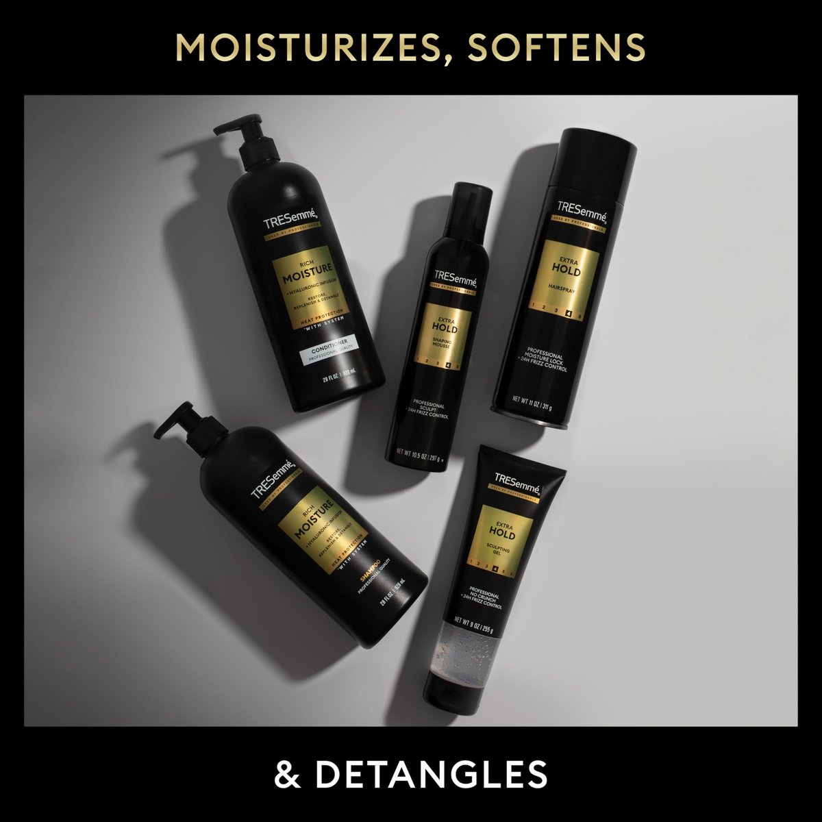 TRESemmé Rich Moisture Feuchtigkeitsspendendes Shampoo für trockenes Haar mit Pro Style Technology, 3er-Pack (3 x 828 ml)