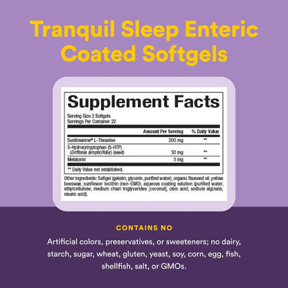Stress-Relax Tranquil Sleep von Natural Factors – Schlafhilfe mit Suntheanin L-Theanin, 5-HTP, Melatonin, 45 Softgels