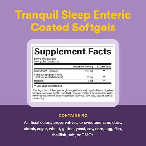 Stress-Relax Tranquil Sleep von Natural Factors – Schlafhilfe mit Suntheanin L-Theanin, 5-HTP, Melatonin, 45 Softgels