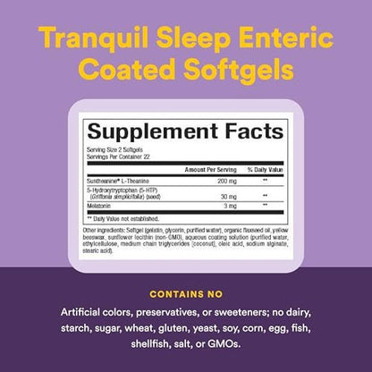 Stress-Relax Tranquil Sleep von Natural Factors – Schlafhilfe mit Suntheanin L-Theanin, 5-HTP, Melatonin, 45 Softgels