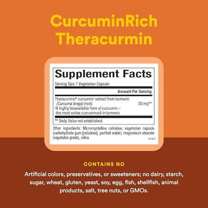 Natural Factors CurcuminRich Theracurmin 30 mg – Hoch bioverfügbares Kurkuma-Präparat, 30 Kapseln