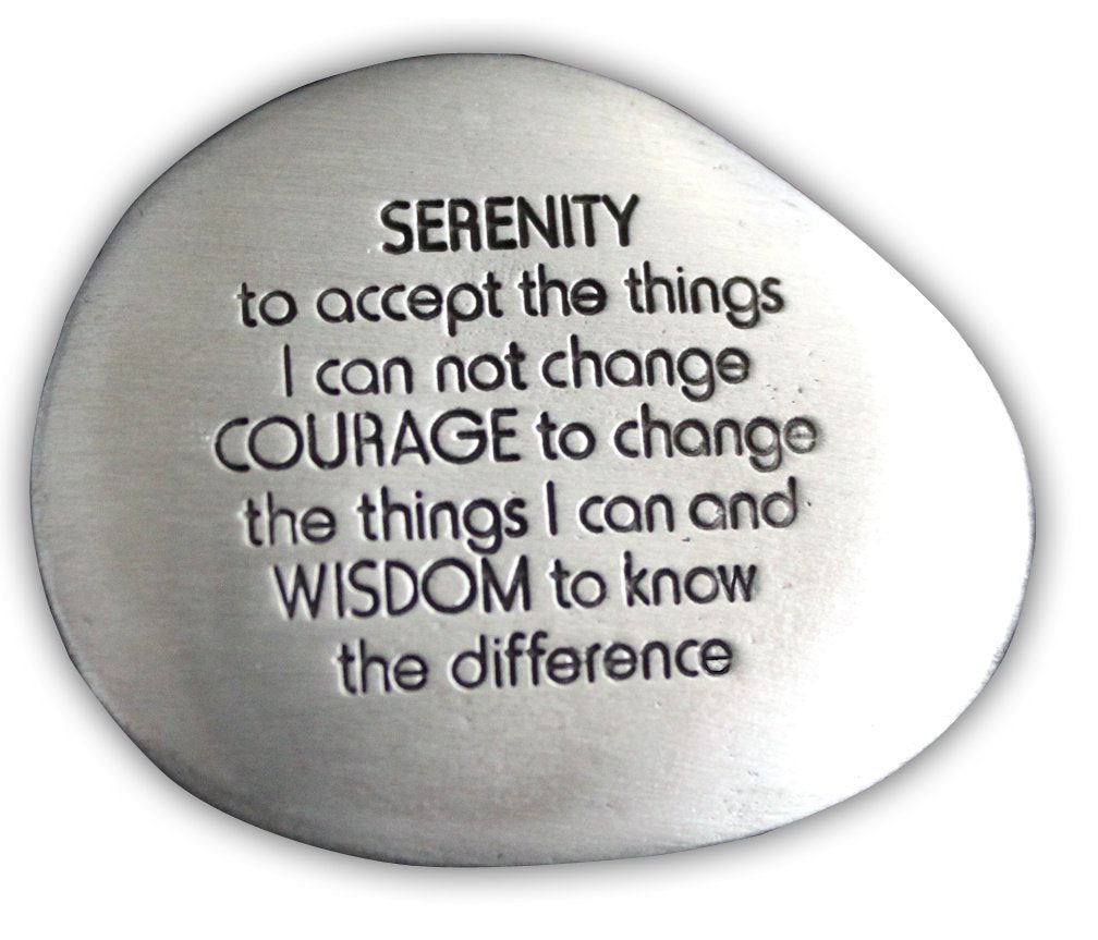 Cathedral Art Serenity Prayer Beruhigungsstein – Gravurstein mit inspirierenden Worten, Achtsamkeits- und Meditationsstein gegen Stress, Sorgen und Ängste, 3,8 cm, Silber