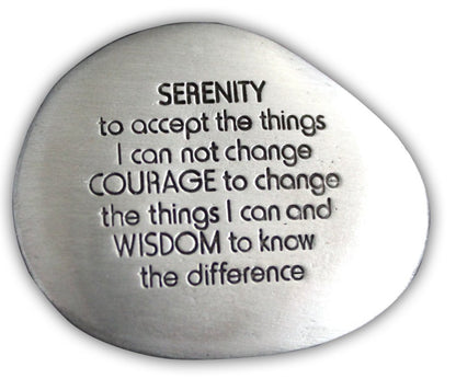 Cathedral Art Serenity Prayer Beruhigungsstein – Gravurstein mit inspirierenden Worten, Achtsamkeits- und Meditationsstein gegen Stress, Sorgen und Ängste, 3,8 cm, Silber