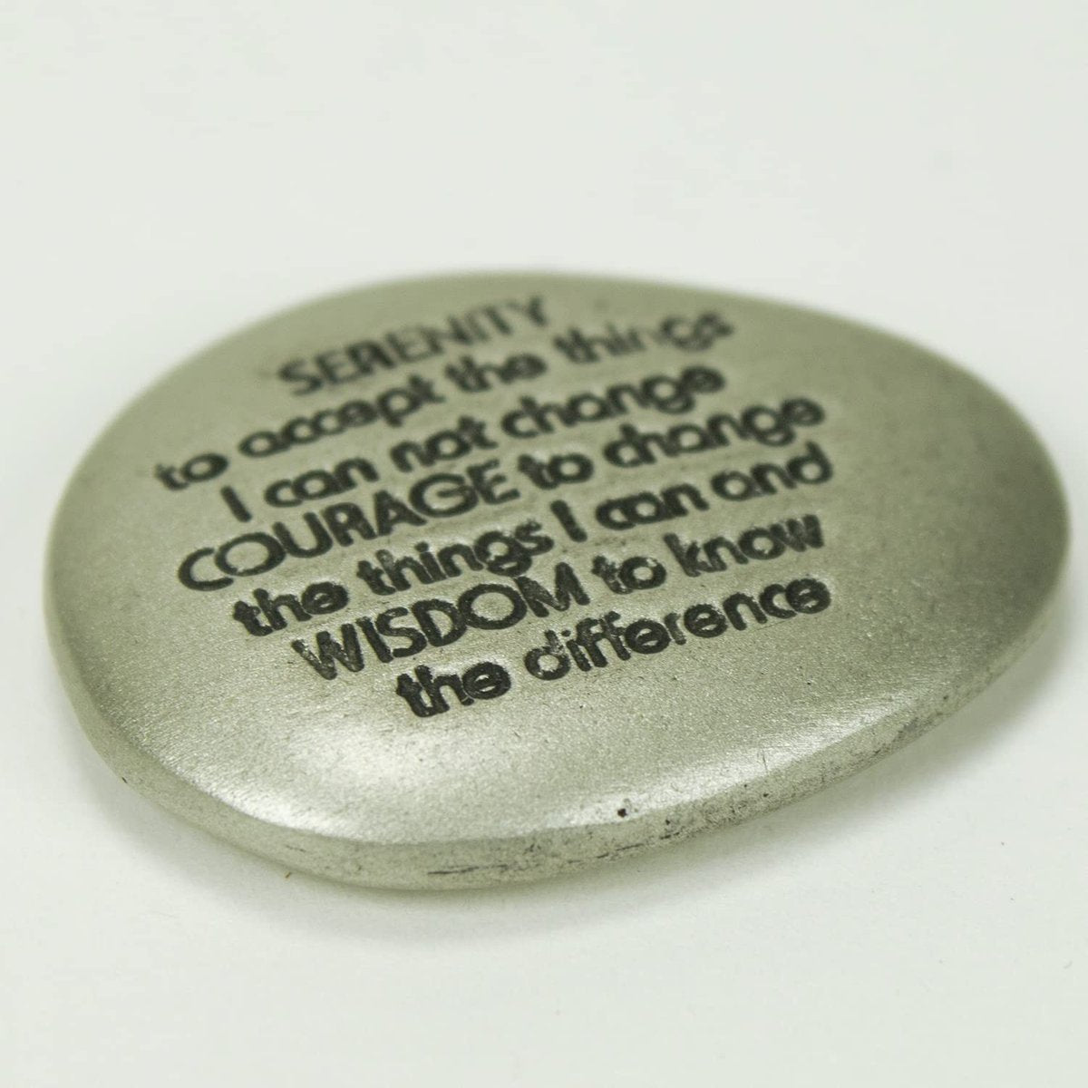 Cathedral Art Serenity Prayer Beruhigungsstein – Gravurstein mit inspirierenden Worten, Achtsamkeits- und Meditationsstein gegen Stress, Sorgen und Ängste, 3,8 cm, Silber