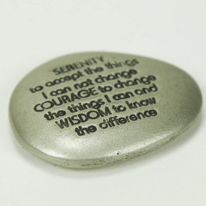 Cathedral Art Serenity Prayer Beruhigungsstein – Gravurstein mit inspirierenden Worten, Achtsamkeits- und Meditationsstein gegen Stress, Sorgen und Ängste, 3,8 cm, Silber