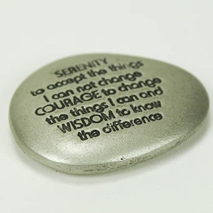Cathedral Art Serenity Prayer Beruhigungsstein – Gravurstein mit inspirierenden Worten, Achtsamkeits- und Meditationsstein gegen Stress, Sorgen und Ängste, 3,8 cm, Silber