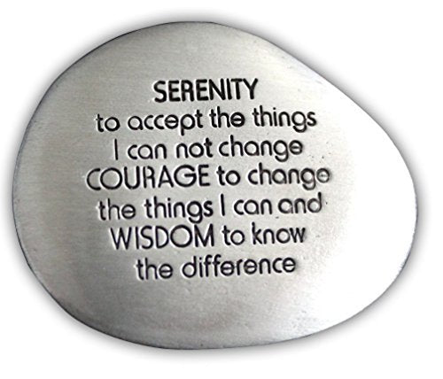 Cathedral Art Serenity Prayer Beruhigungsstein – Gravurstein mit inspirierenden Worten, Achtsamkeits- und Meditationsstein gegen Stress, Sorgen und Ängste, 3,8 cm, Silber