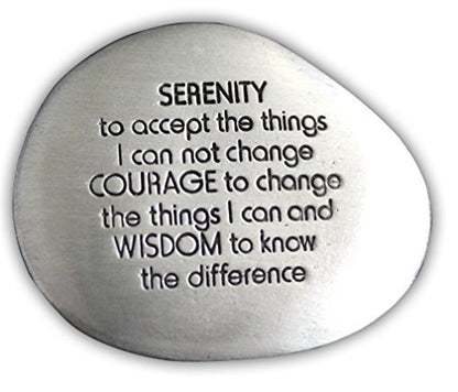 Cathedral Art Serenity Prayer Beruhigungsstein – Gravurstein mit inspirierenden Worten, Achtsamkeits- und Meditationsstein gegen Stress, Sorgen und Ängste, 3,8 cm, Silber