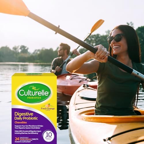 Culturelle Digestive Health Daily Probiotic Chewables – Tägliches Probiotikum für Männer und Frauen, am meisten klinisch untersuchter probiotischer Stamm, 10 Milliarden KBE, unterstützt gelegentlichen Durchfall, Blähungen & Völlegefühl, 24 Stück