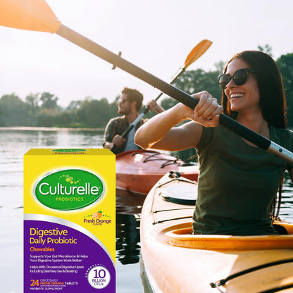 Culturelle Digestive Health Daily Probiotic Chewables – Tägliches Probiotikum für Männer und Frauen, am meisten klinisch untersuchter probiotischer Stamm, 10 Milliarden KBE, unterstützt gelegentlichen Durchfall, Blähungen & Völlegefühl, 24 Stück