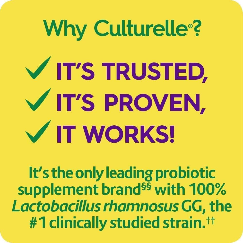 Culturelle Digestive Health Daily Probiotic Chewables – Tägliches Probiotikum für Männer und Frauen, am meisten klinisch untersuchter probiotischer Stamm, 10 Milliarden KBE, unterstützt gelegentlichen Durchfall, Blähungen & Völlegefühl, 24 Stück