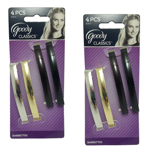 Goody Classic Metal Domed Barrettes 8,3 cm - 2er-Pack (4 Stück) Schwarz, Gold, Silber
