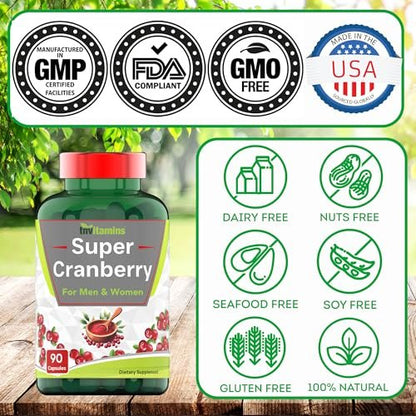 tnvitamins Cranberry Kapseln für Frauen & Männer - 90 Kapseln | Unterstützt die Gesundheit der Harnwege* | Cranberry-Konzentrat | Blasen- & Nierenunterstützung* | Antioxidantien